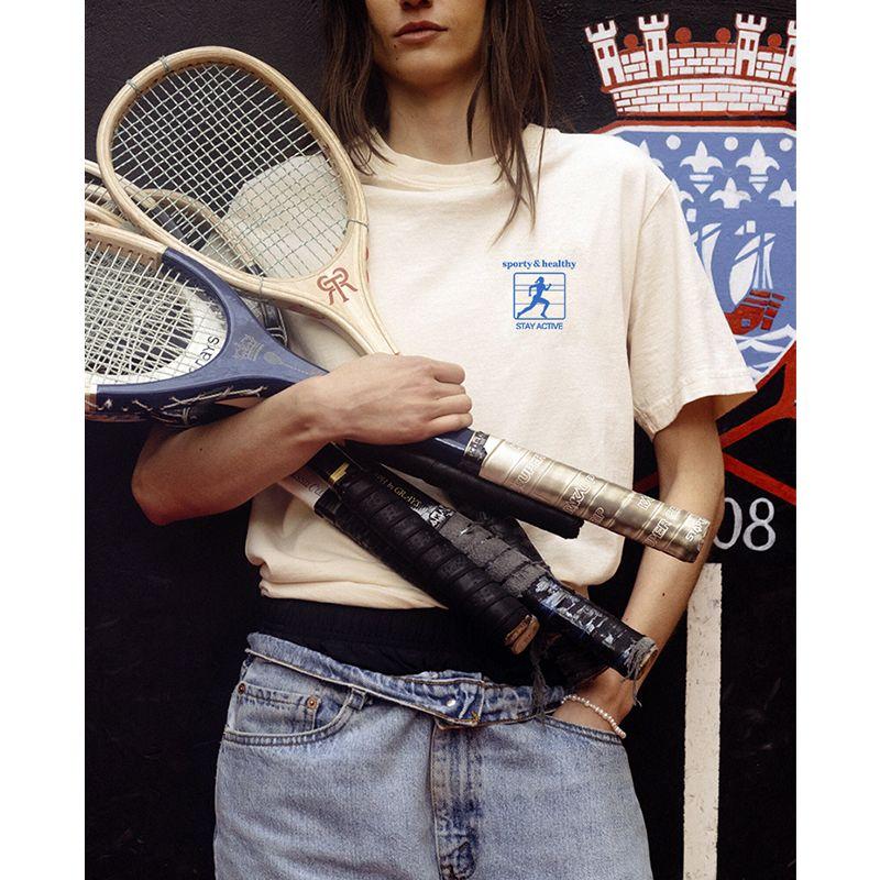 American Retro Sports Style Running Leisure Summer All-Matching Loose Short Sleeve T-shirt for Women