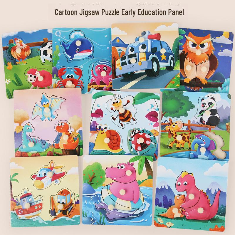 Wooden Dinosaur & Traffic Puzzle Board: Cognitive & Early Education Toy for Kids