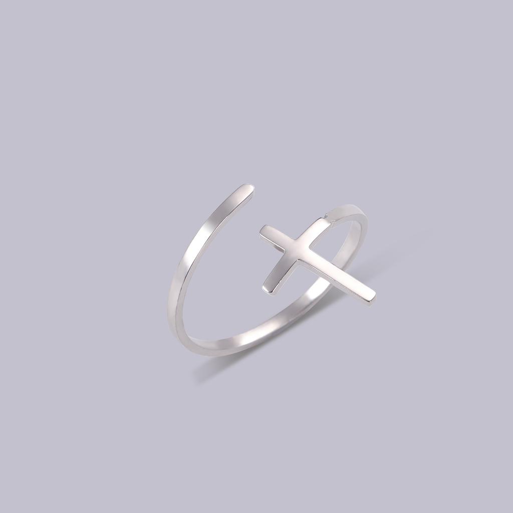 New 2025 Classic Christian Cross Ring Adjustable Stainless Steel Open Rings for Women Men Fashion Christ Jesus Jewelry Fashion Accessories Creative