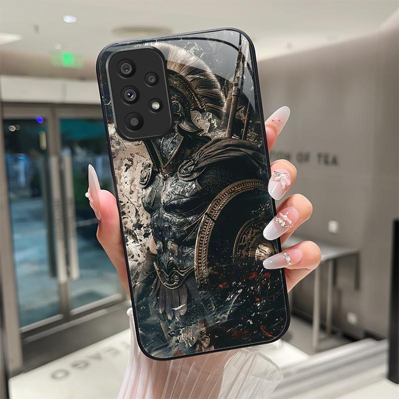 Cute Cartoon Cats Flower Case For Samsung Galaxy A52 A52S A72 4G 5G Tempered Glass Phone Case Protective Back Cover Hard Shell