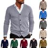 Men's Casual V-neck Knitted Fitted Shirt Jacket