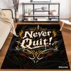 Motivational Rug with "Never Quit!" Text and Colorful Abstract Design Suitable for use as an anti-slip for living room bedroom sofas