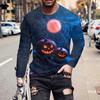 Мужская одежда с принтом на Хэллоуин Футболка с 3D-принтом Мужская простая мужская футболка с длинным рукавом Футболки с принтом на Хэллоуин Мужская одежда Верх