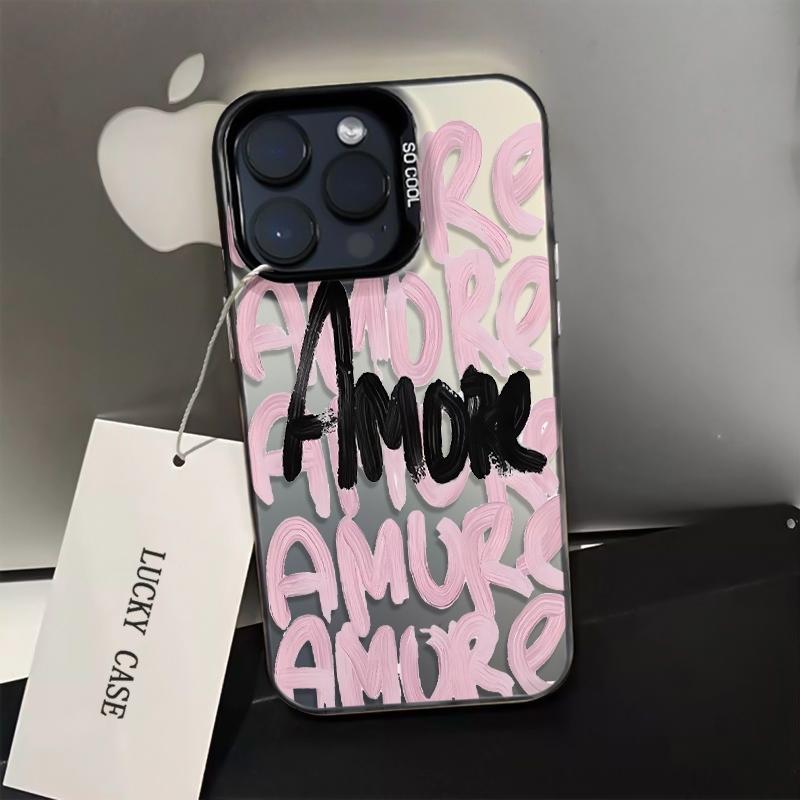 Чехлы для iPhone 17 Pro Max Розовый Чехол для телефона с узором Английские граффити Для iPhone Air 17E 16 15 14 13 12 11 8 7 Plus XS XR X Чехол