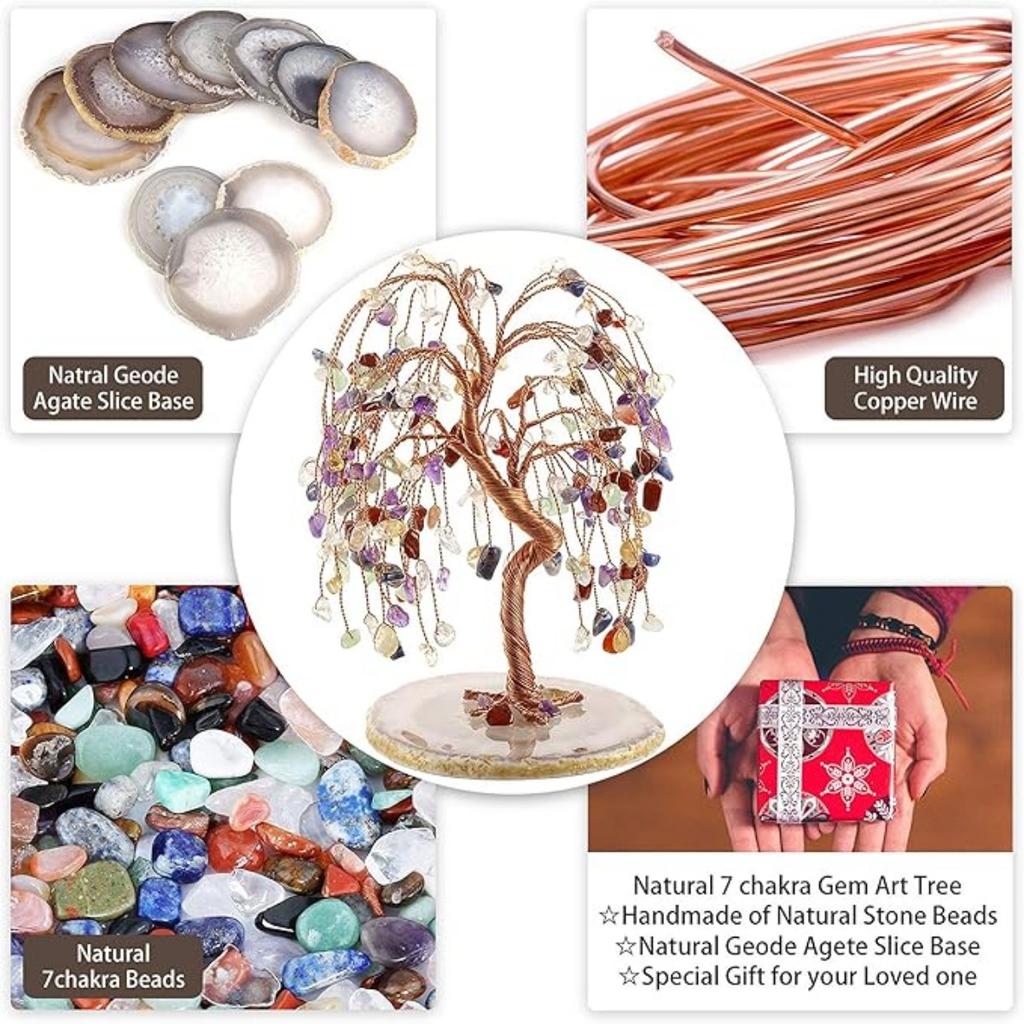 Natural Healing Amethyst/Lapis Lazuli Crystal Money Tree Tumbled Gemstone Stones Money Tree, Feng Shui Ornaments Home Decoration for Wealth and Luck