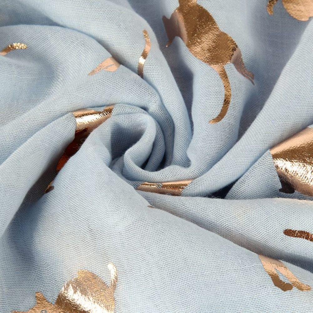 Polyester Cat Print Scarf with Frayed Hem Shawl Wrap Creative Gift Animal Scarf