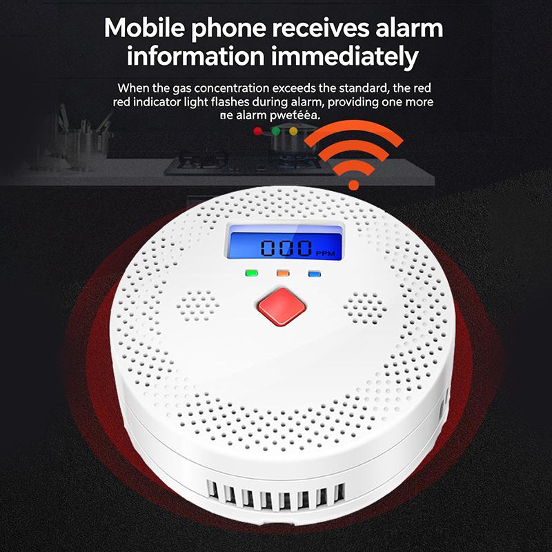 Умный Wi-Fi детектор угарного газа с сигнализацией, звуковое предупреждение 85 дБ, цифровой ЖК-дисплей, домашний комнатный монитор CO в реальном времени, отравление