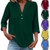 Women's Fashion Solid Color Three-quarter Sleeve Stand Collar Casual Pullover Shirt
