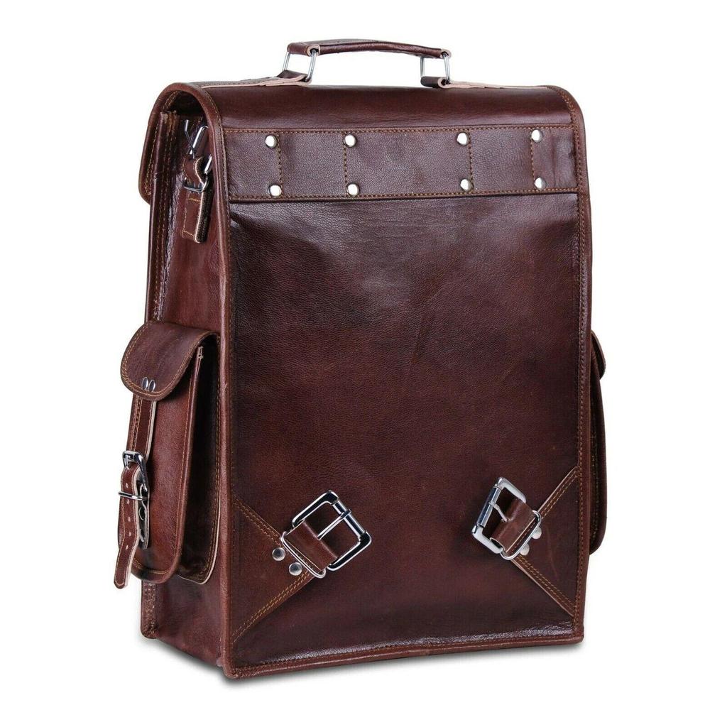 Men's Women's Vintage Brown Genuine Leather Backpack Bag Laptop Satchel Rucksack