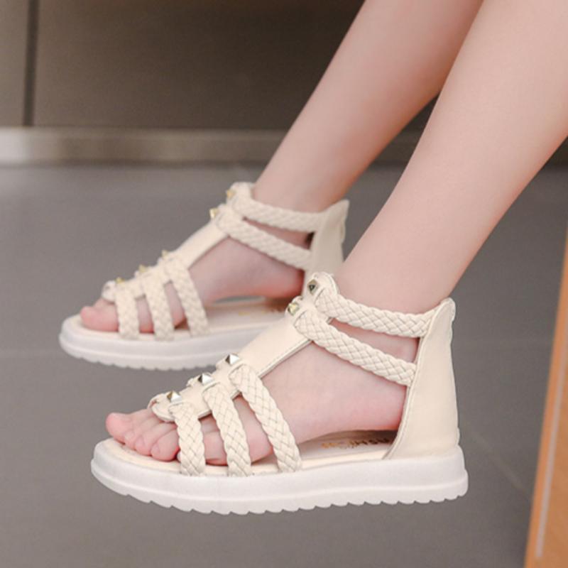 Girls Summer Sandals for Middle and Large Children Soft Bottom Open Toe Girls Baby Children's Roman Shoes