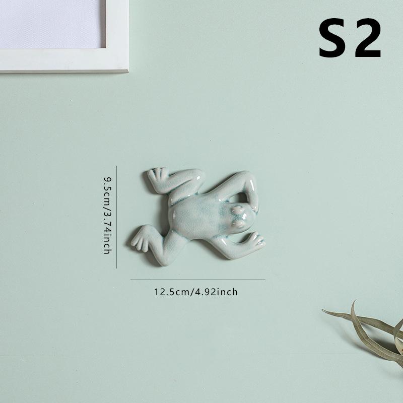 Nordic Style Ceramic Frog Wall Hanging Ornaments Living Room Background Display Crafts 3D Frog Wall Hanging Decoration