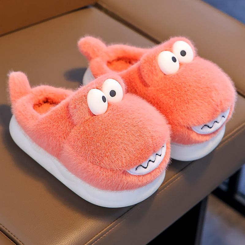 Детские осенне-зимние симпатичные бархатные домашние тапочки из хлопка на толстой подошве