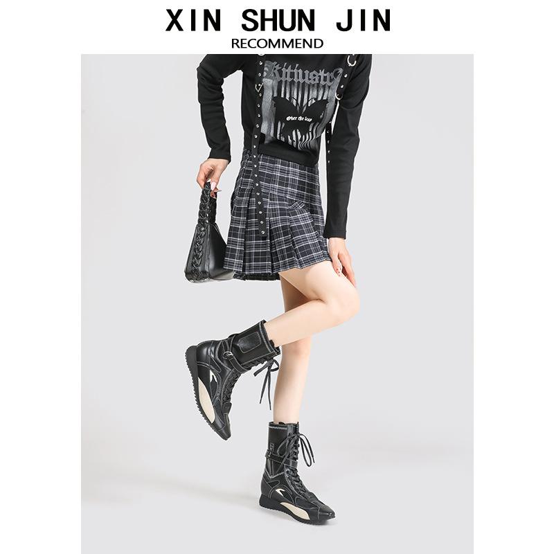 Spring And Autumn Retro Sub Martin Boots Women'S British Pointed Head Lace-Up Sports Boots Short Boots Boxing Boots German Training Boots