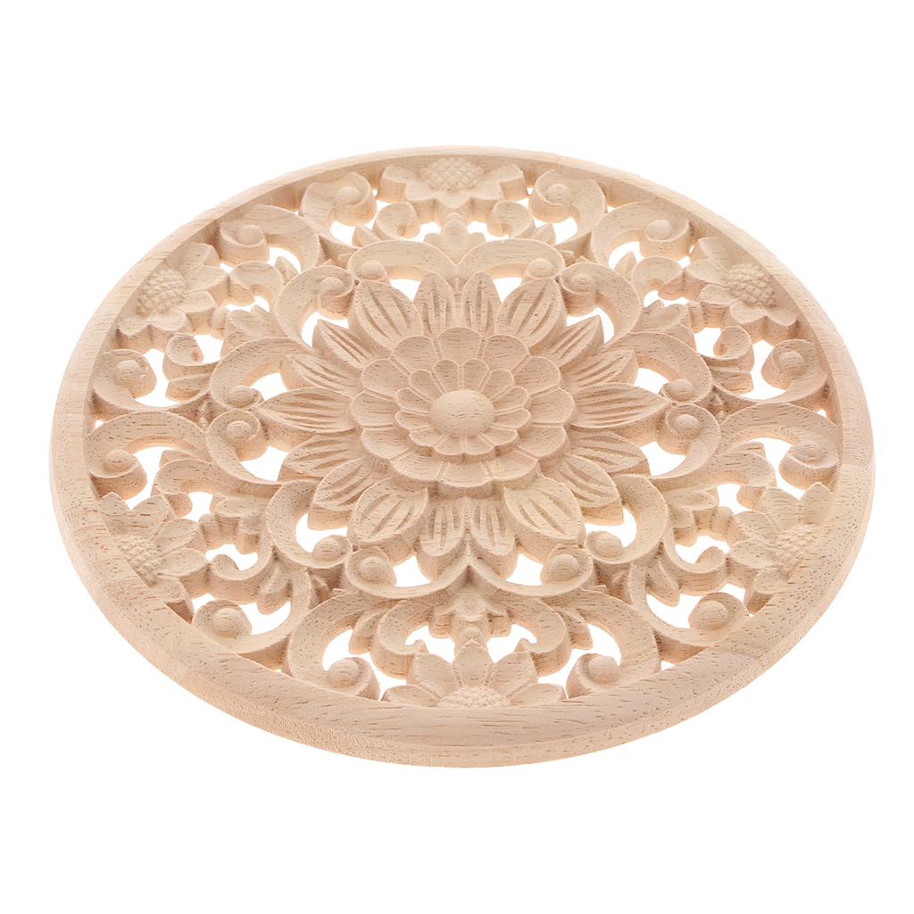 1 шт. Натуральный цветочный резной из дерева цветок круглый деревянный угловой аппликации поделки рама стена дверь мебель шкаф декоративная фигурка