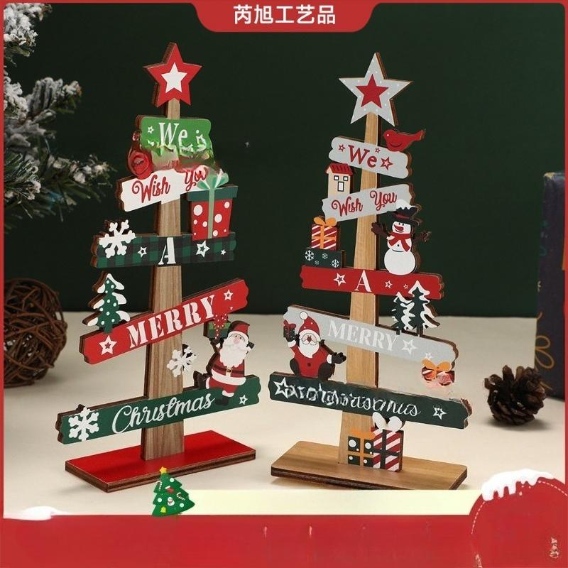 Christmas 1pc Wooden Xmas Tree Ornaments Santa Claus Snowman 2025 Merry Christmas Home Decoration New Year Desktop Decor Navidad