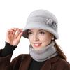 2Pcs/Set Women Winter Hat Scarf Set Elastic Soft Warm Solid Color Design Imitation Rabbit Fur Basin Hat Scarf Set