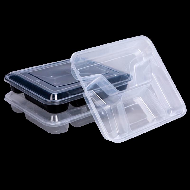 Disposable Four-Compartment Lunch Box with Lids