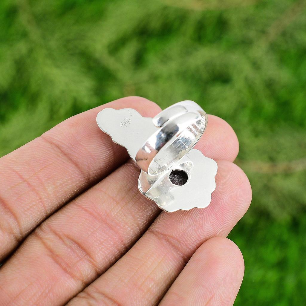 Gift For Her Natural Ruby Zoisite Multi Stone Flower Adjustable Ring 925 Silver