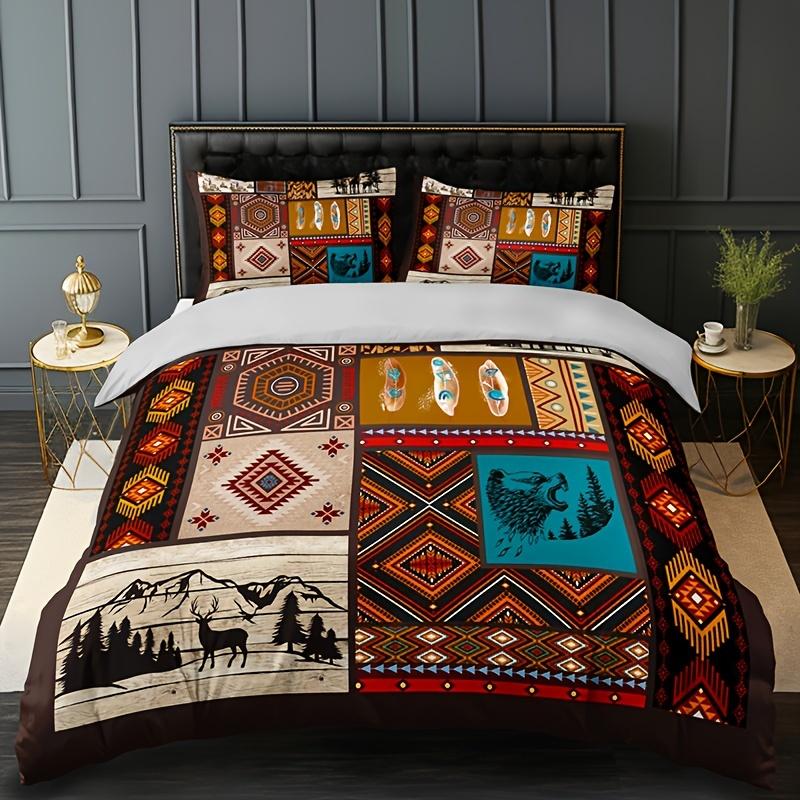 Tribal Deer Wolf Duvet Cover Set 1 Duvet Cover+2 Pillowcase Soft Breathable HD Printing Bedding Set For Home Dorm Decor