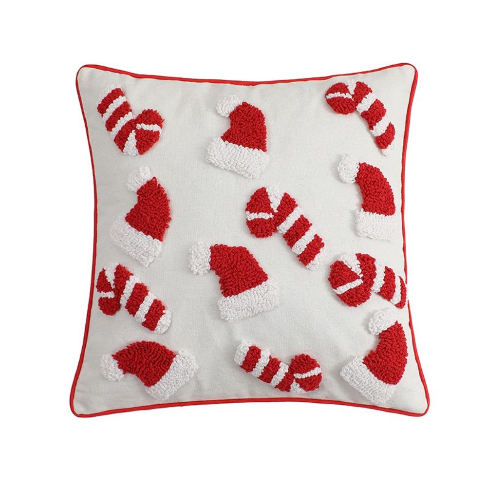 Santa's Hat Christmas Pillowcase Square Cushion Cover Soft Throw Pillowcover Sofa/Bed