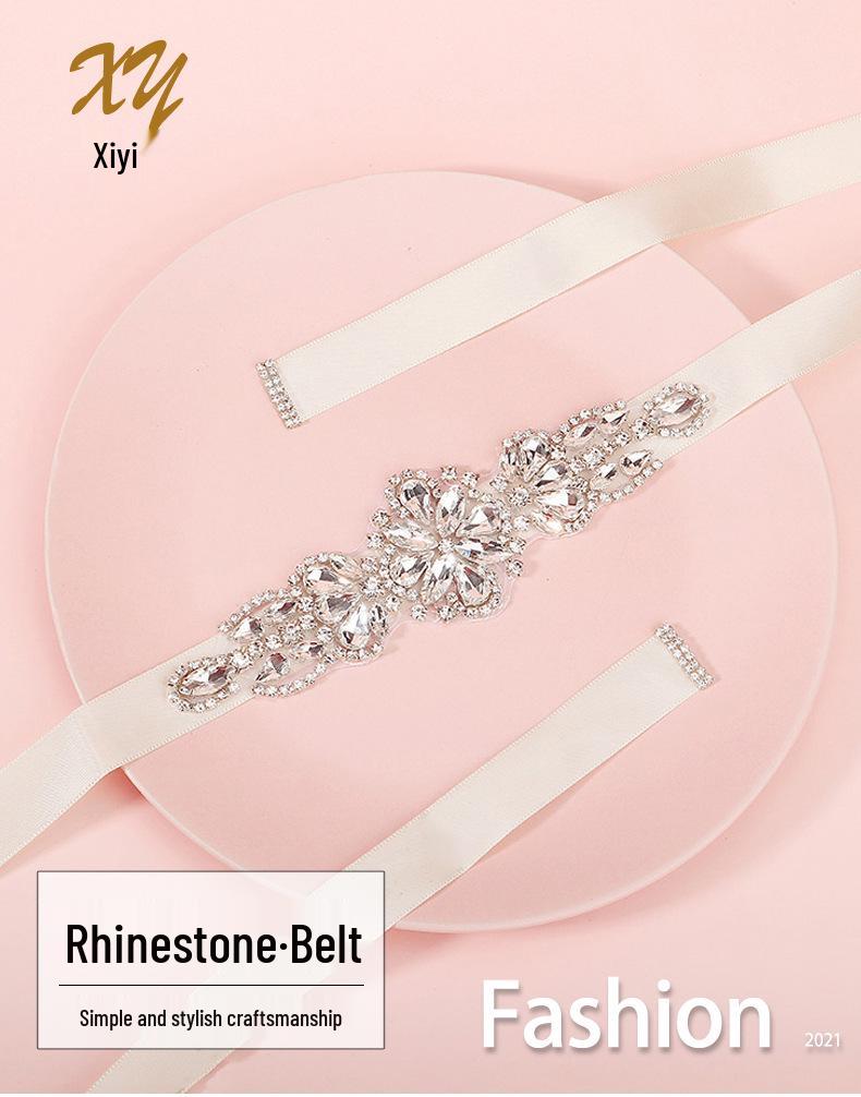 Европейский и американский пояс для невесты с ручной вышивкой стразами