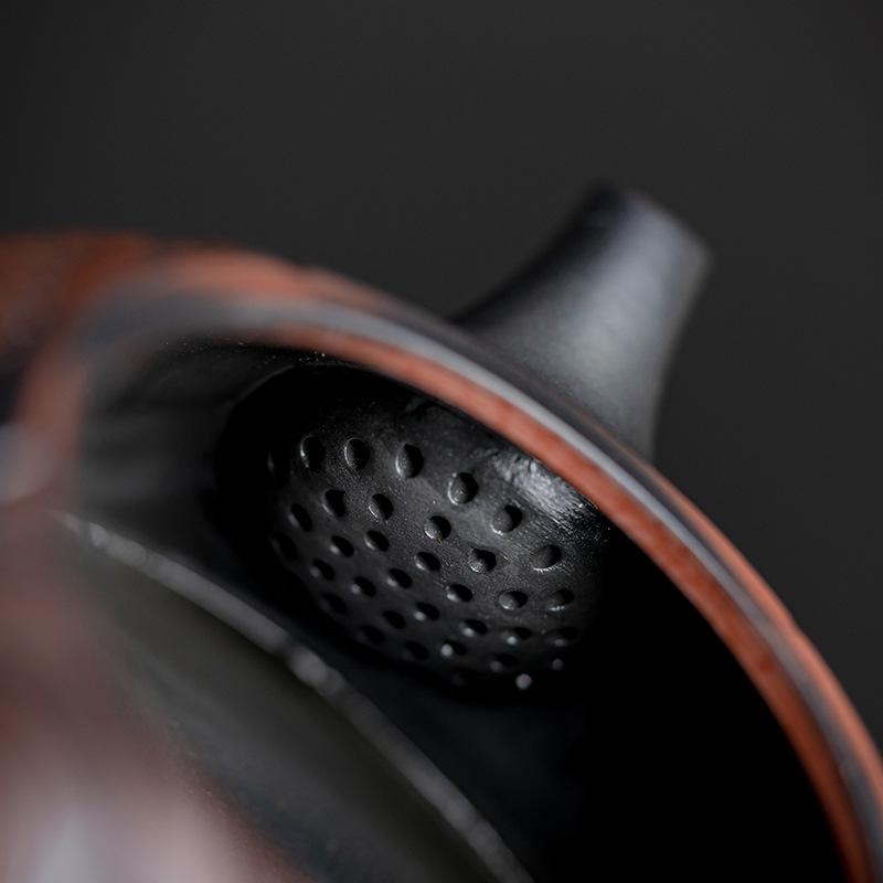 Фиолетовый керамический чайник, бытовой керамический фиолетовый глиняный горшок, керамический одиночный горшок, чайный сервиз кунг-фу, резной рельефный фиолетовый керамический горшок