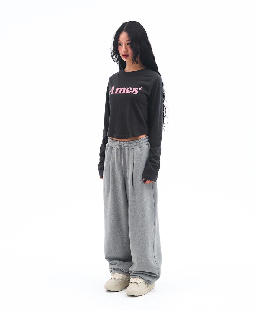 AMES-WORLDWIDE Basic Logo Longsleeve Tee Charcoal