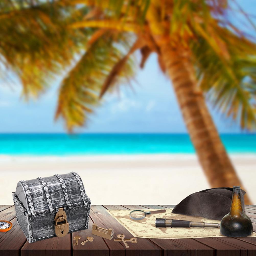 Kids Pirate Treasure Chest Treasures Collection Storage Box Vintage Pirate Jewelry Box for Friends