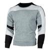 Men Fall Spring Sweatshirt Color Matching Round Neck Long Sleeve Patchwork Elastic Soft Pullover Slim Fit Men Mid Length Top