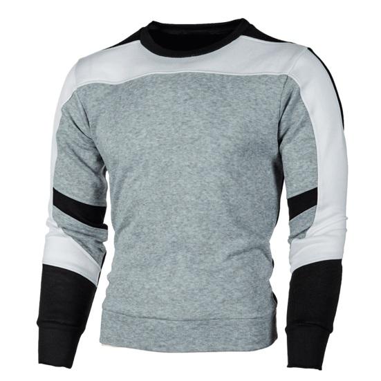 Мужской осенне-весенний свитшот одинакового цвета с круглым вырезом и длинными рукавами в стиле пэчворк, эластичный мягкий пуловер, облегающий мужской топ средней длины