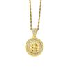Hip Hop New Bling Rhinestone Dollar Pendants Necklace Rotatable US Dollar Money Sign Necklaces Men Hiphop Rap Rock Jewelry Gift