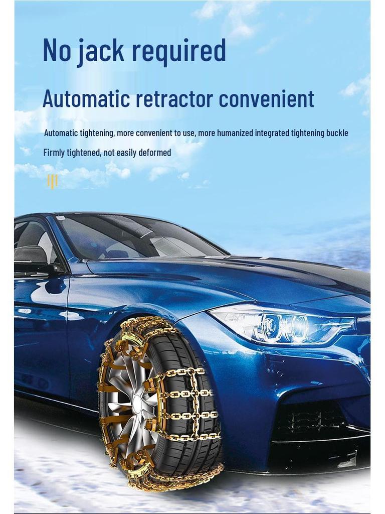 Universal Anti-Skid Car Tire Chains for Sedans & SUVs - Emergency Snow & Mud Manganese Steel Nine-Grid Design