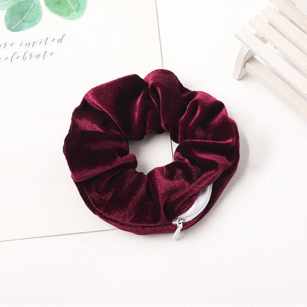 Резинки для волос на молнии, карманные резинки для волос, бархатный браслет для волос со потайной молнией, сумка для хранения помады для ключей, эластичная лента для волос