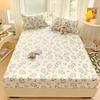 Floral Leaves Pattern Fitted Sheet Set 100% Cotton Comfortable Soft Bedding Set Plants Printed Mattress Cover with Pillowcases