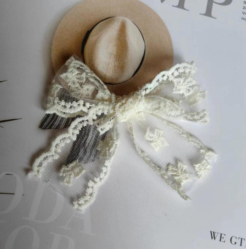 Сладкий темпераментный сетчатый кружевной бант для головы - аксессуары для волос и одежды своими руками