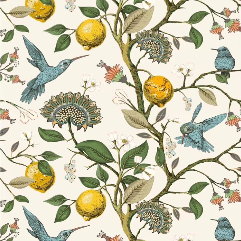 Обои самоклеящиеся Blue Bird Fresh Lemon Tree Peel and Stick Съемные Водонепроницаемые Предварительно проклеенные Домашний декор Настенное покрытие