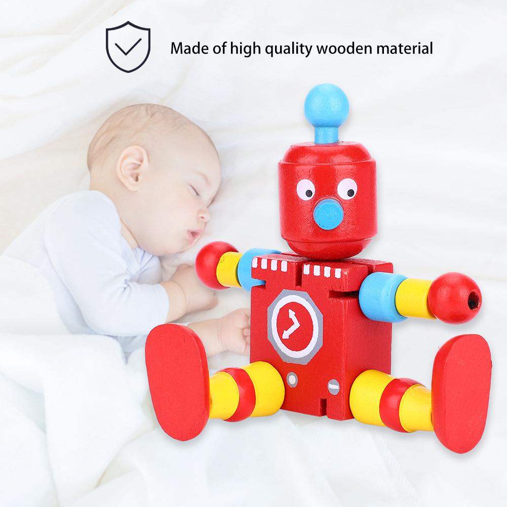Personality Cute Wooden Robot Toys Learning & Educational Toys for Kids Children (Red)