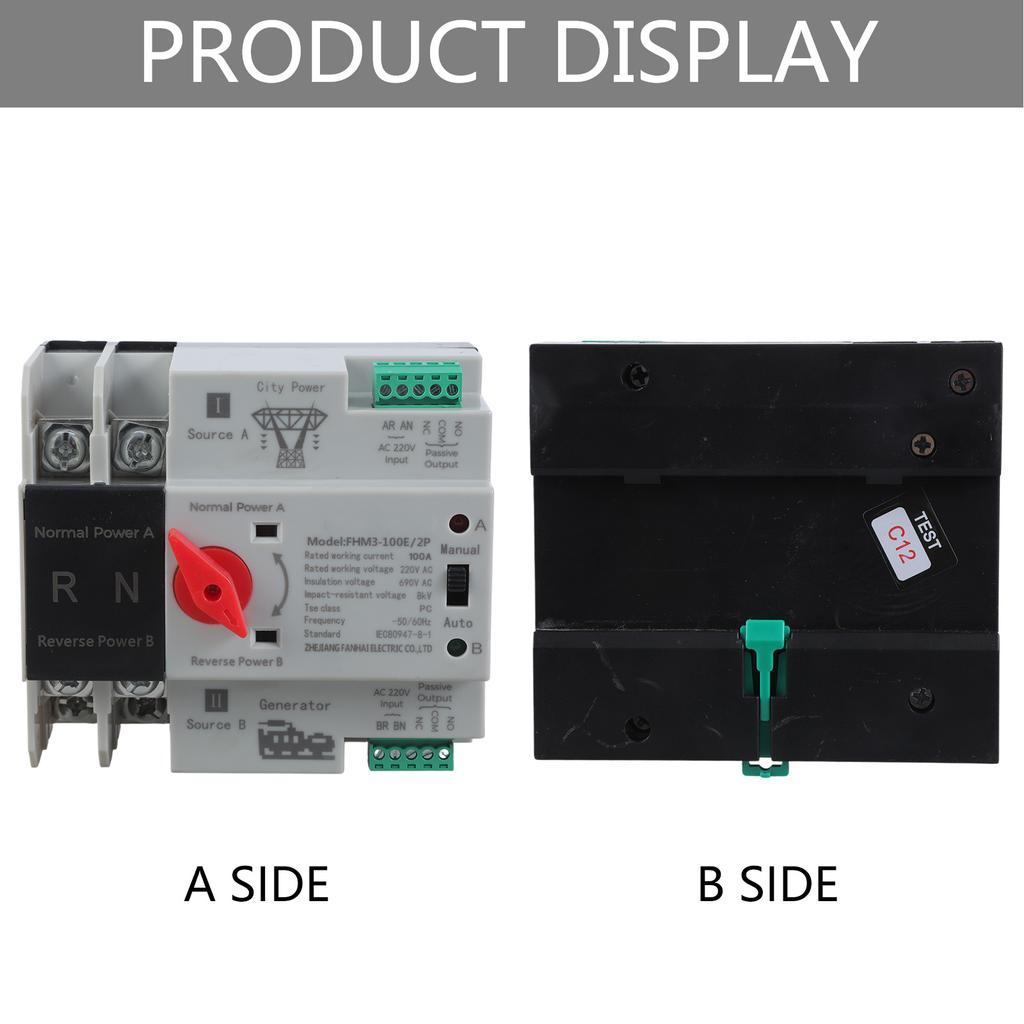 2P 100A Double Power Automatic Transfer Switch Electrical Selector Switches Generator Changeover Switch Enduring