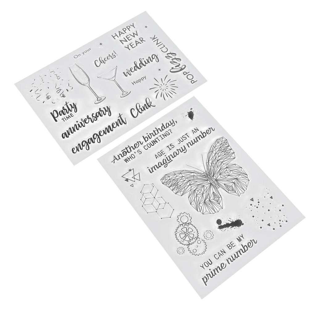 Набор из 2 прозрачных штампов с прозрачным отпечатком, здоровые, не вызывающие раздражения, пригодные для вторичной переработки, практичные прозрачные штампы