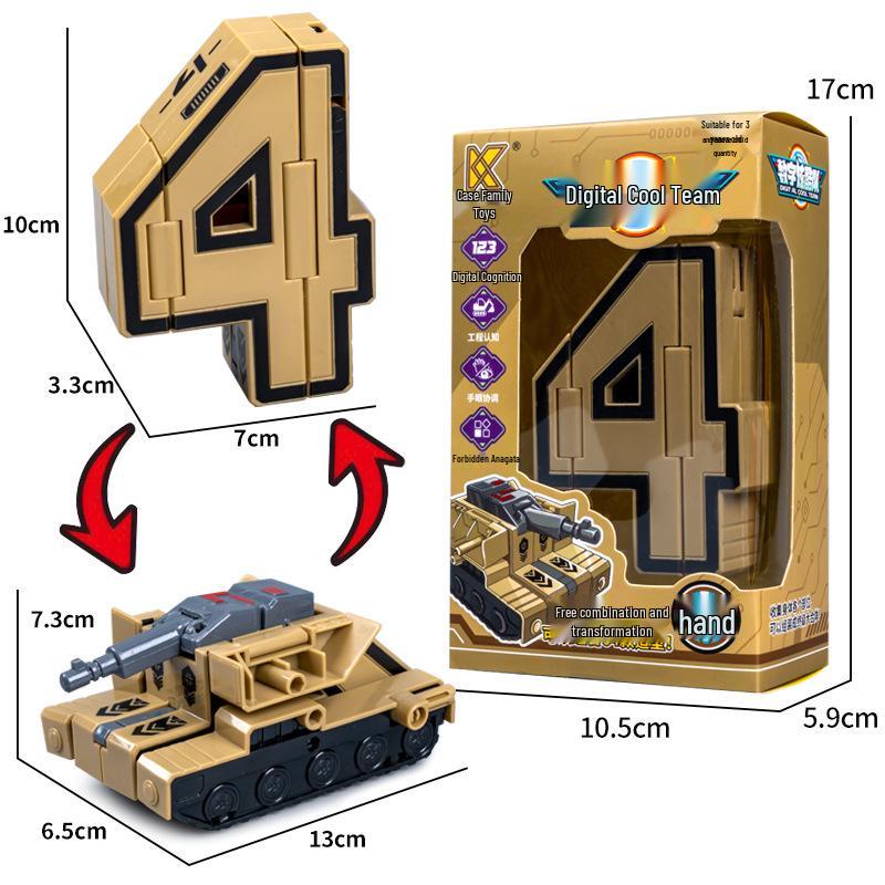 Large Kids' Number Symbol Transforming Robot Car Toy Set