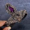 Natural Ruby(Simulated) Gesmtone Copper Wire Wrap Cuff Bangle Adjustable i2B34