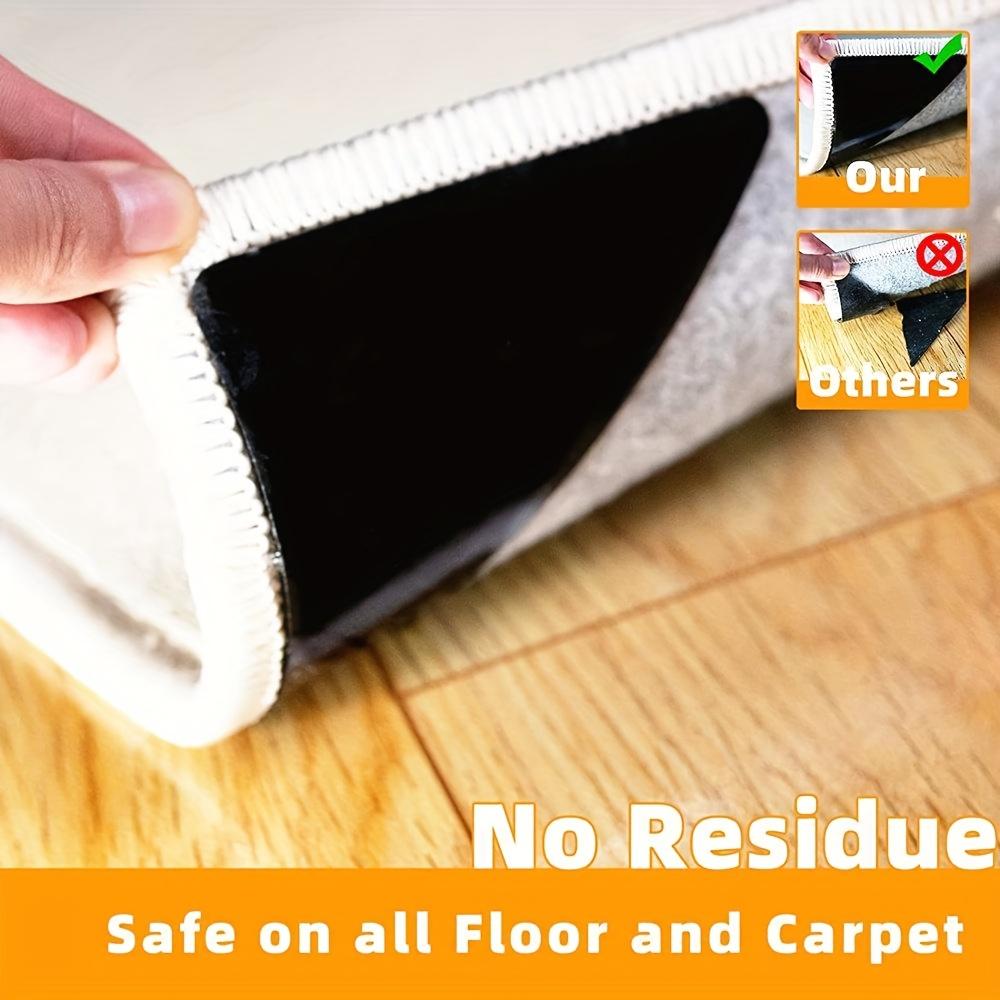 PU Washable Reusable Double Sided Carpet Grip Stickers 4 Pcs 8 Pcs for Area Rugs on Hardwood Tile Marble Floors