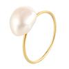 Кольцо с натуральным барочным жемчугом Женское простое кольцо высокого класса Титановая сталь с покрытием Высокая цветостойкость Ювелирные изделия