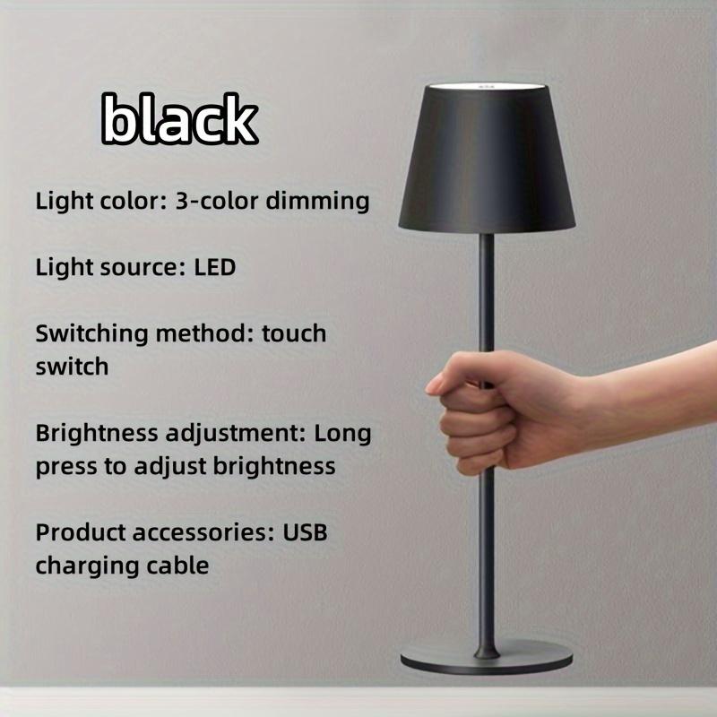 LED Table Lamp Rechargeable Touch 3 Colors Dimmable Desk Lamp For Bedroom Living Room Dining Room Bar Hotel Coffee Room Decor