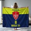 Stade Brestois 29 Print Flannel Blanket High Quality Warm Comfortable Cover for All Seasons Perfect for Gifts Home Decor