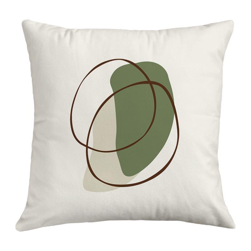 Popular Green Plant Printed Sofa Pillow, Simple Ins Style, Fresh and Refreshing Pillow
