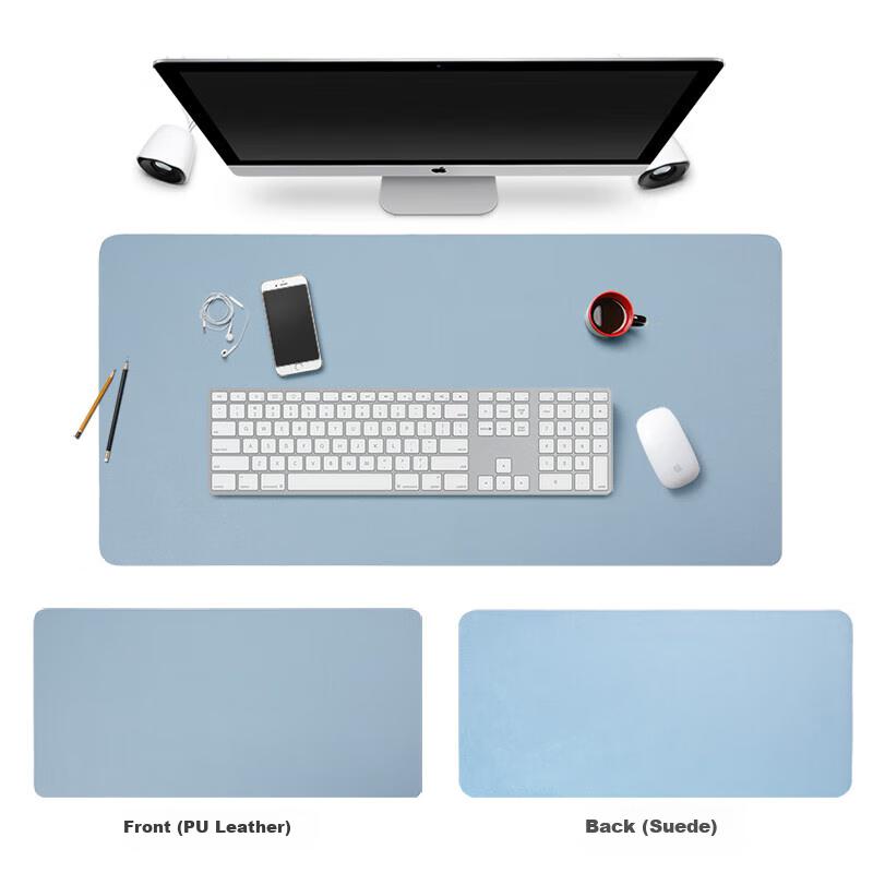 Large Mouse Pad Office Desk Mat Laptop Pad Keyboard Mat Writing Desk Game Waterproof Mat Leather Stain-Resistant Customizable Sky Blue 60*30cm