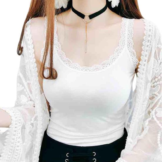 Женский летний тонкий жилет с v-образным вырезом без рукавов, облегающие топы на бретелях, сплошной цвет, камзол с кружевной отделкой, уличная одежда