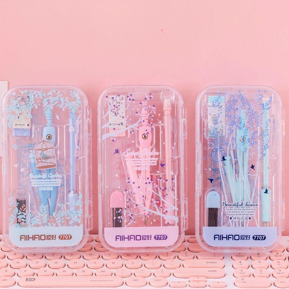 8 шт./набор резиновых линеек, набор небольших, свежих, автоматических карандашей, прочных канцелярских наборов