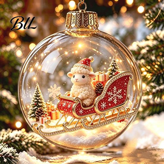 Decorative Hanging Balls Glowing Christmas Story Ornament, Light?Up Mini Holiday Scene Ball with Warm Garden Party Ornaments LED Light, Clear